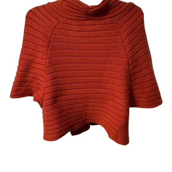 Moth by Anthropologie Rust Wool Knit Cape Sweater - Size M - Picture 3 of 9